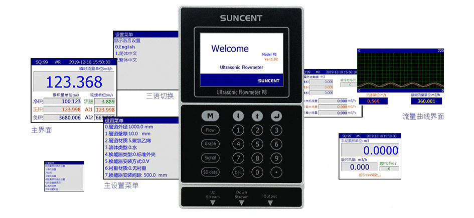 迅昇便携式超声波流量计界面
